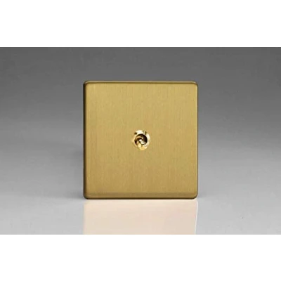 Image of Varilight 1G 1 or 2W 10A Classic Toggle Switch Dimension Screwless Brushed Brass XDBT1S