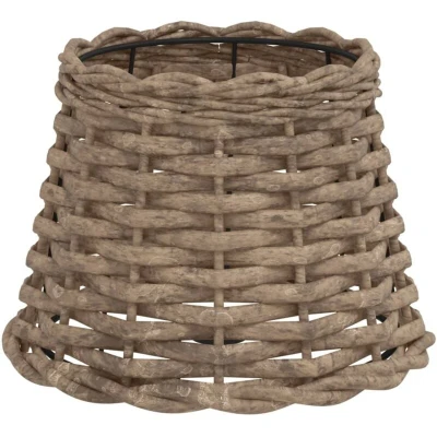 Image of vidaXL Natural Handcrafted Lampshade, Brown Wicker Lamp Shade with Painted Iron Holder, Suitable for Table Lamps and Ceiling Lights Ø20x15 cm