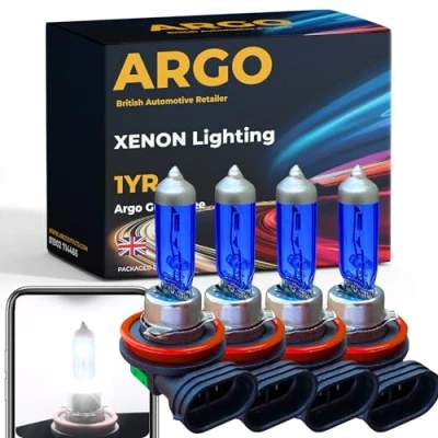Image of Argo 4 Pcs H11 Headlight Bulb 55w Xenon White 6000k 12v PGJ19 2 Front Fog Light Lamp Car Van Main Dipped High Low Beam Halogen Bright Upgrade 711