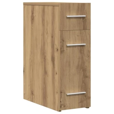 Image of vidaXL Apothecary Cabinet Oak Engineered Wood Storage, 3 Drawer Unit for Living Room/Bedroom, Modern &amp; Elegant, 20 x 45.5 60 cm