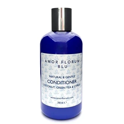 Image of Amor Florum Blu Conditioner 99% Natural Green Tea, Citrus. Sulfate/Parabens/Silicone Free. Gentle, Concentrated. pH 5.5 For Sensitive Skin. 250ml