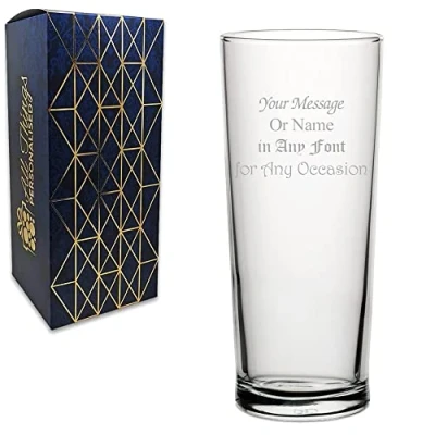 Image of Personalised Engraved 20oz Parliament Pint Glass, Personalise with Any Message for Occasion, Stylize a Variety of Fonts, Gift Box Included, Laser