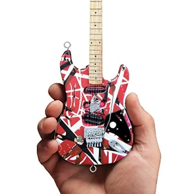 Image of Eddie Van Halen Frankenstein Red &amp; White Mini Guitar Replica Collectible