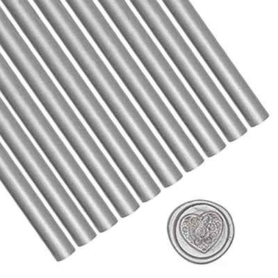 Image of Silver Wax Sealing Sticks, ANBOSE 10pcs Glue Gun Seal Sticks for Vintage Stamp, Rods Wedding Invitations, Letter Envelopes