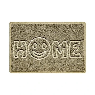 Image of Nicoman SMILEY FACE Embossed Shape Door Mat Dirt Trapper Jet Washable Doormat (Use Indoor or Sheltered Outdoor) (60x40cm/23.6x15.7inches, Small) Beige