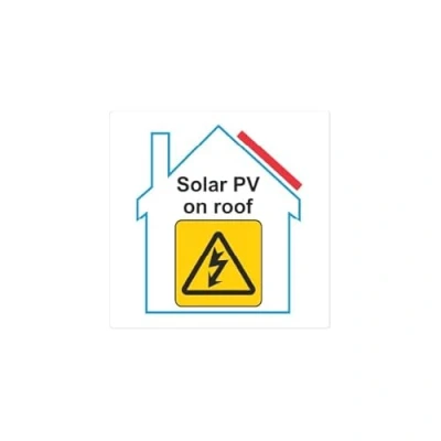 Image of iSigns Warning Signs (Solar PV On Roof), Pack of 10, 100x100mm, Over Laminated Self Adhesive Safety Sticker, British HSE Standards Approved