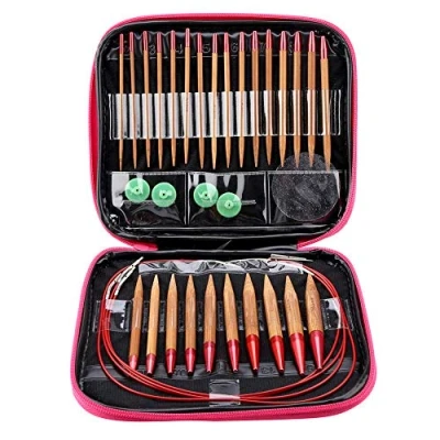Image of 13 Sizes/Set Bamboo Knitting Needles, Single Pointed Circular Carbonized Set, Sizes from 2.75mm 10.0mm