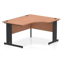 Image of Impulse 1400 RH Crescent Desk Beech Top Black Cable Managed Leg