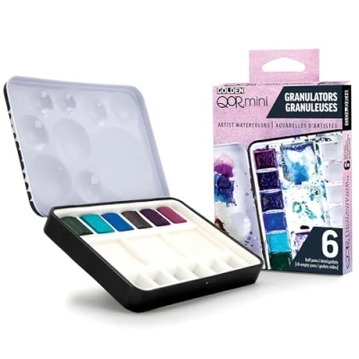 Image of QoR Granulators Half Pan Set by GOLDEN, 6 Watercolors, Professional Watercolor Paint