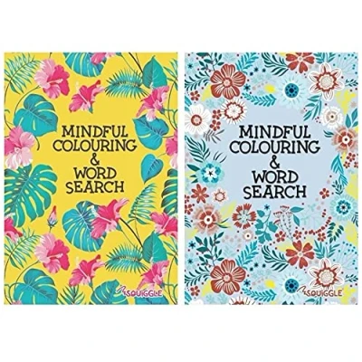 Image of Squiggle P2871 A5 Mindful Travel Size Colouring &amp; WordSearch Books Set of 2