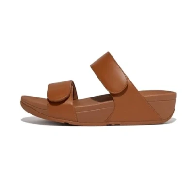 Image of Fitflop Women&#039;s Lulu Adjustable Leather Slides Sandal, Light Tan, 3 UK