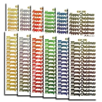 Image of Creative Products Prismatic Christmas Text Craft Stickers, Multi Colour, 23 x 10 1 cm