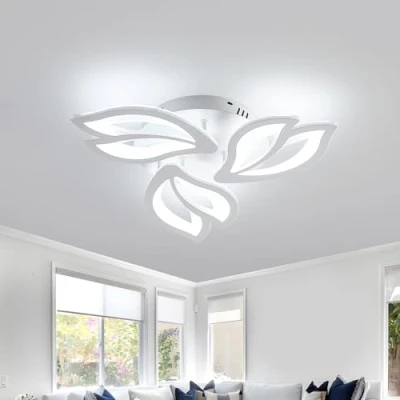 Image of Comely LED Ceiling Light, 40W Lamp Creative Petals Design, White Cold 6500K Modern Chandelier Lighting Fixture for Living Room Bedroom Kitchen Hallway Dining