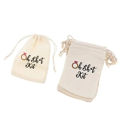 Image of 10pcs Oh Shit Kit Cotton Linen Jewelry Pouch Drawstring Bag Wedding Favor