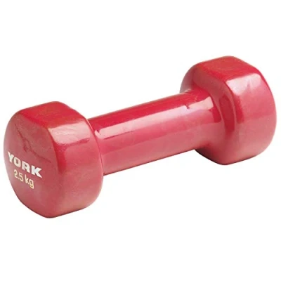 Image of York Fitness Single Vinyl Dipped Dumbbell (Fitbell), Red, 2.5 Kg