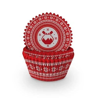 Image of Anniversary House Pack of 60 Christmas Jumper Print Cupcake Cases for Baking Cups in Heavy Duty Greaseproof Paper, Festive Sweater Design Xmas Muffins/Cup Cakes, J217