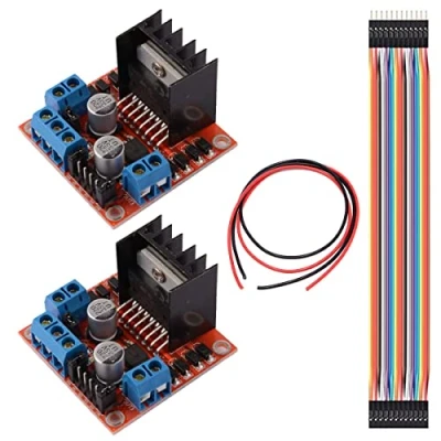 Image of Youmile 2PCS L298N Motor Drive Controller Board DC Dual H Bridge Robot Stepper Control and Drives Module for Arduino Smart Car With Dupont Cable