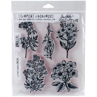 Image of Art Gone Wild Tim Holtz Illustrated Garden Cling Rubber Stamp Set, Synthetic Material, Multi Colour, 24.5 x 18 0.6 cm