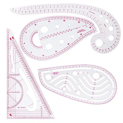 Image of Sewing Ruler 4 Pcs Clothing Fashion Metric French Curve for Dressmaking Plastic Dress Rulers Tools Pattern Design Drawing Template Tailor Tool DIY