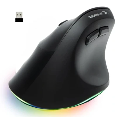 Image of Bluestork Ergonomic Vertical Wireless Mouse 800 2400dpi 6 Buttons RGB Prevention Against Arm (rsi Syndrome) PC &amp; Mac for Left Handed Users