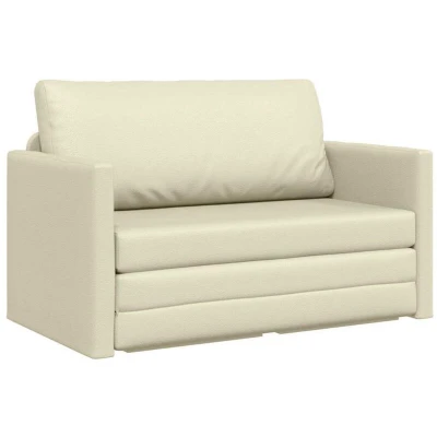 Image of vidaXL Floor Sofa Bed 2 in 1 Cream 124x71x78 cm Artificial Leather