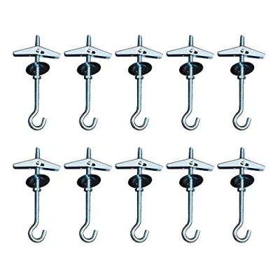 Image of JINXM 10 Pcs Ceiling Hooks,Ceiling Plasterboard Mount Hook Spring Toggle Wing Bolt for Hanging Plants Fixing Anchors with Threaded