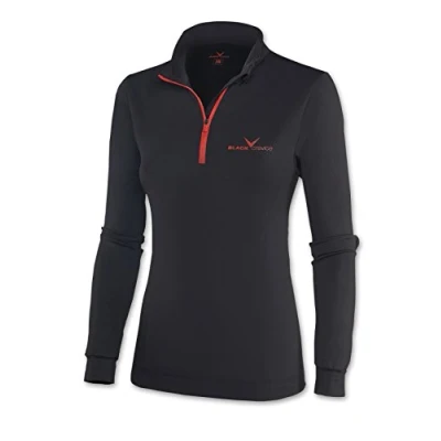 Image of Black Crevice Women&#039;s Turtle Neck Ski Shirt, Womens, Skirolli, black/red