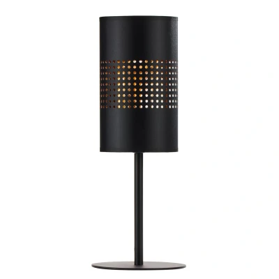 Image of Bogart Table Lamp With Round Shade Black, Gold 1xE27
