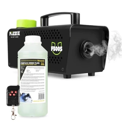 Image of Fuzzix F500S Smoke Machine with Wireless Remote Control and 1L Green Fog Fluid for Halloween House Party