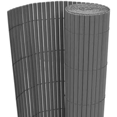 Image of vidaXL Double Sided Garden Fence PVC 90x500 cm Grey