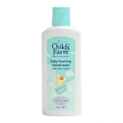 Image of Childs Farm Baby Foaming Cloud Face &amp; Body Wash, Soft Scent Tear free, Gently Cleanses Soothes Suitable for Newborns with Dry, Sensitive Eczema prone Skin, 160ml