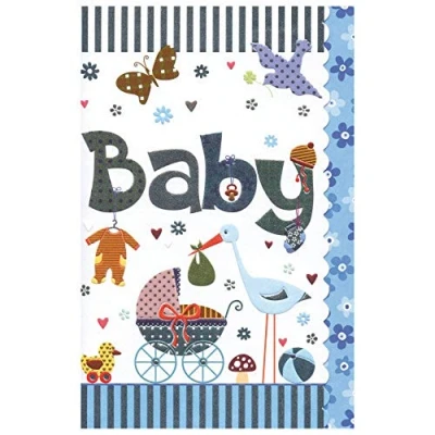 Image of Susy Card 40009858 Greeting for Birth/Boy &quot;Pram Stork&quot; 17 x 11 0.1 cm