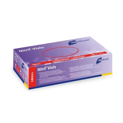 Image of Meditrade Nitrile Examination Gloves Medium, Powder Free, Hypoallergenic, Heavy Duty, Long Cuff, Ambidextrous, Disposable, for Any Sector, Bulk Buy (Small) (Violet)