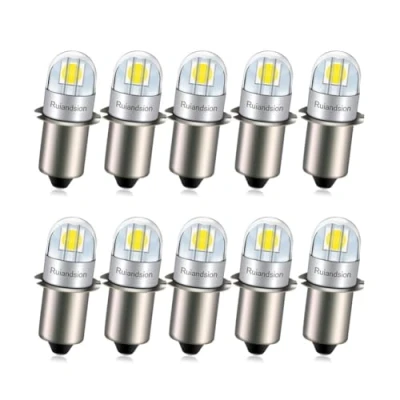 Image of Ruiandsion P13.5S LED Bulb 6V Non Polarity White 3030 2SMD Chips for Lamp Torch Lantern Work Light Pack of 10
