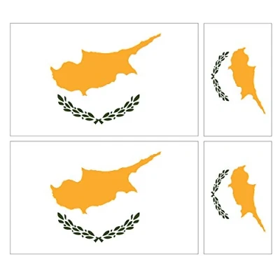 Image of Landing Designs 4 X CYPRIOT CYPRUS FLAG VINYL CAR VAN STICKERS