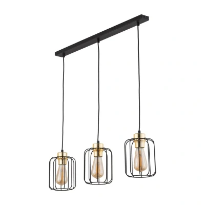 Image of Galaxy Oval Wire Frame Bar Pendant Ceiling Light Black 3xE27