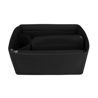 Image of NOTAG Bag Organiser Felt Insert Handbag Multi Pocket Tote (Black, Large)