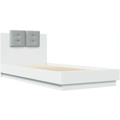 Image of vidaXL Bed Frame with LED without Mattress White 100x200 cm