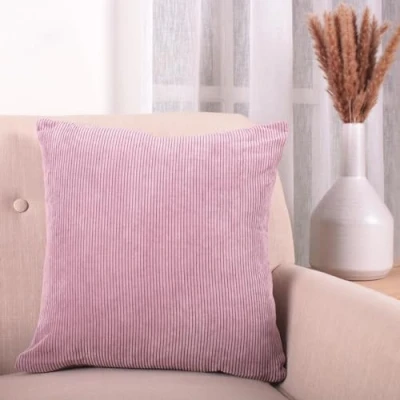 Image of Fusion Mauve Soft Cushion (43 x 43cm) Filling Included Corduroy in Purple for Living Room &amp; Bedroom with Cover Included/Cushion Insert