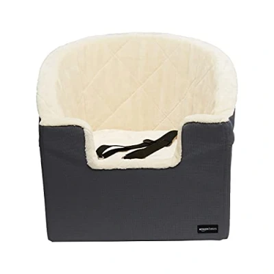 Image of Amazon Basics Dog Cat Seat, Pet Car Booster Bucket, Small, Grey, 45.7 x 40.6 cm