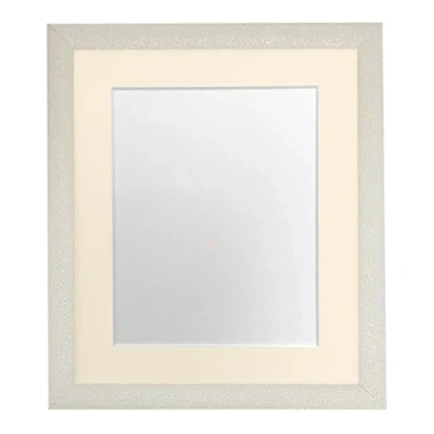 Image of FRAMES BY POST Glitz Cream Picture Photo Frame with Ivory Mount 8 x Image Size 5 Inch Plastic Glass