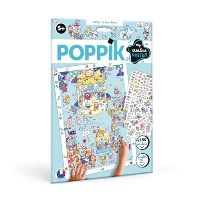 Image of POPPIK 1841208 Sticker Poster, Party, Creative Poster with Removable Stickers, Cat Set for Crafts, Children from 5 Years, 48 x 68 cm