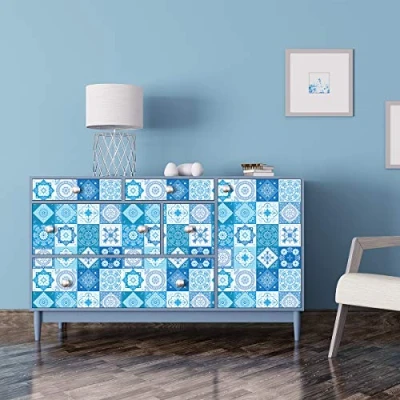 Image of Ambiance Sticker Self Adhesive Furniture and Tables Tile Stickers for Kitchen Living Room Decoration Linda Pack of 60 15 x cm
