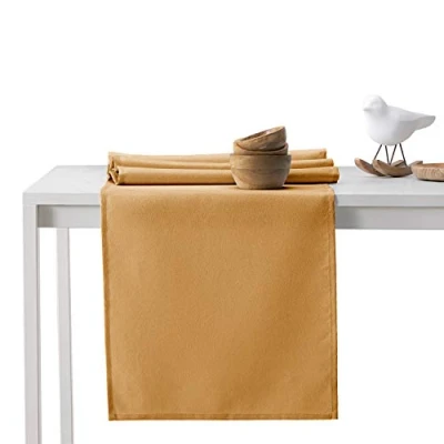 Image of AmeliaHome Table Runner 30 x 80 cm Lotus Effect Water Repellent Shiny Gold Empire