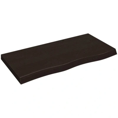 Image of vidaXL Bathroom Countertop Dark Brown 100x50x(2 6) cm Treated Solid Wood