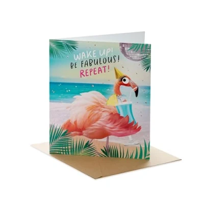 Image of UK Greetings Birthday Card for Her/Friend Funny Flamingo Design