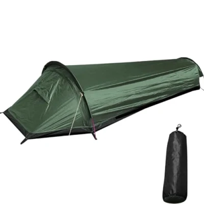 Image of Uezeth 1 Man Tent, One Backpack Camping Ultralight Single Person Tent Waterproof Sleeping Bag For Hiking Mountaineering Backpacking Travel (Green)