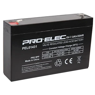 Image of PRO ELEC PEL01431 7Ah 6V AGM Lead Acid Battery