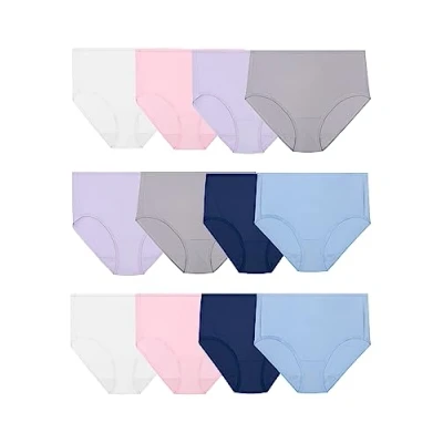 Image of Fruit of the Loom Women&#039;s Microfiber Underwear, Lightweight &amp; Sleek, Available in Plus Size, Assorted, Large (Pack 12)