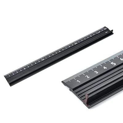Image of 30CM Raised Grip Aluminium Ruler Cutting Metal Craft Safety Multifunctional Protective for Length Measurement(Black)